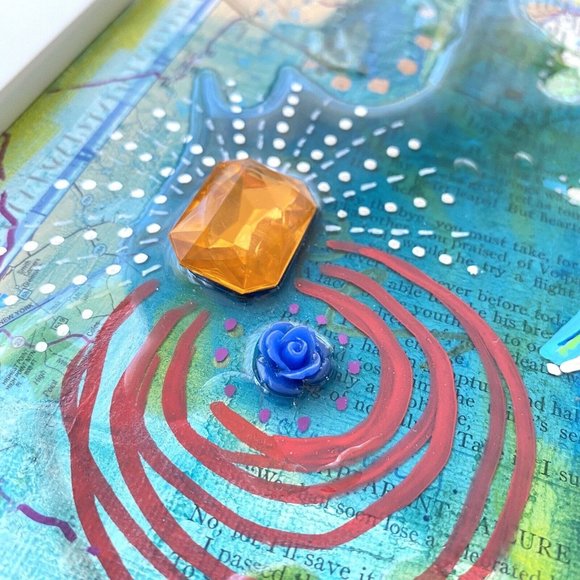 Jersey Beauty - Original Art Mixed Media Signed Painting Framed White 9”x11” - Picture 4 of 8